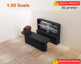 Bar canteen - 1:50 Scale –  STL Models For 3D Printing –digital download - Miniature Furniture