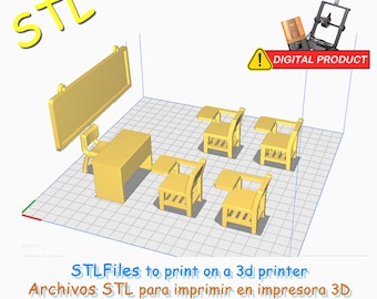 Classroom in 1:20 scale for architectural models or for 3.5" dolls - Rectangular blackboard -STL files for 3D printer