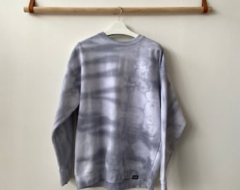 Tie Dye Extra Large XL Comfy Lounge Ware Sweatshirt Men's Women's Unisex Crewneck Long Sleeve Ice Dye  Hand Dyed Grey White Geode