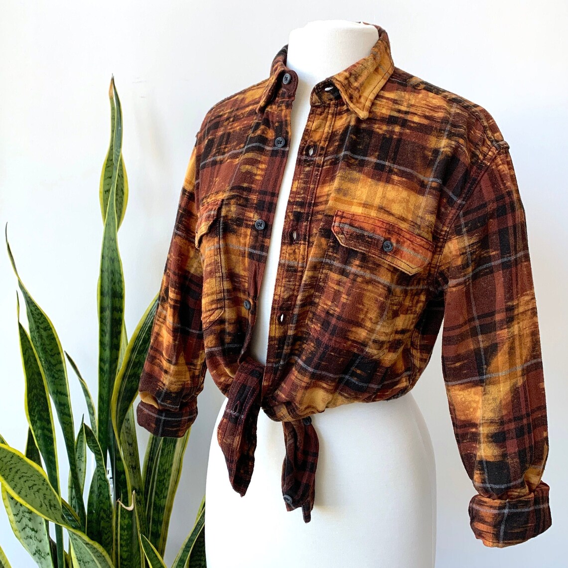 Bleach Tie Dye Flannel Long Sleeve Men's Women's Shirt Etsy
