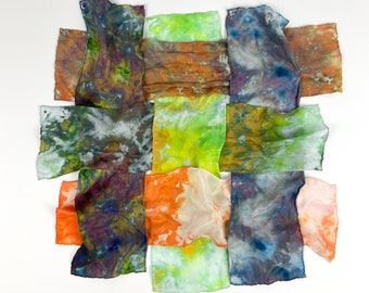 Tie Dye Silk Art Scarves 5x22 Hand Dyed Hair tie Hair Scarf Ribbon Bow Purse Mothers Day Gift