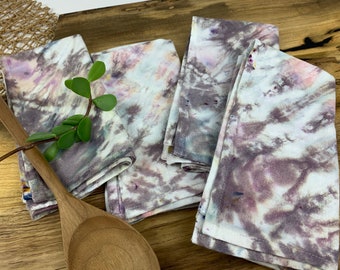 Tie Dye Set of Four Napkins Ice Dye 20x20 Cotton Crepe Shibori Mothers Day Gift Taupe Blush Geode Boho Table Linens  Wedding Shower Gift