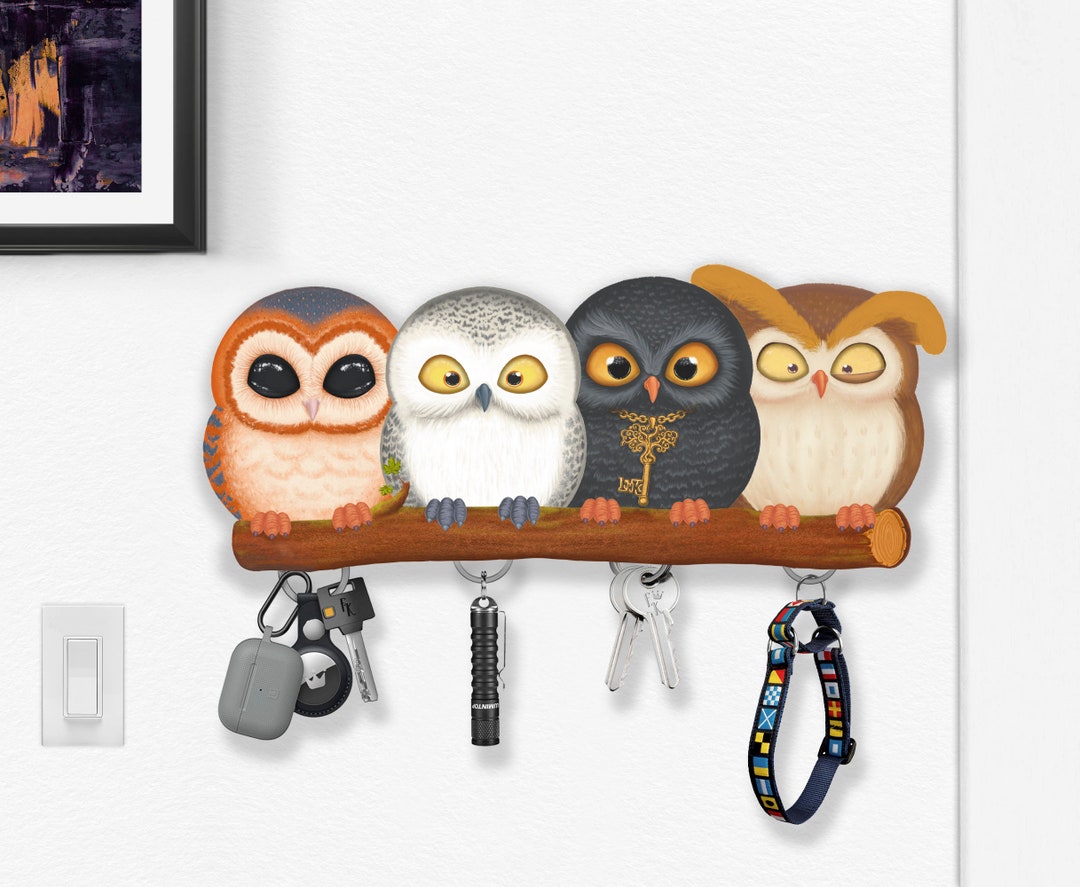 Quadruple Key Holder for Wall Magic Unique Owls Etsy