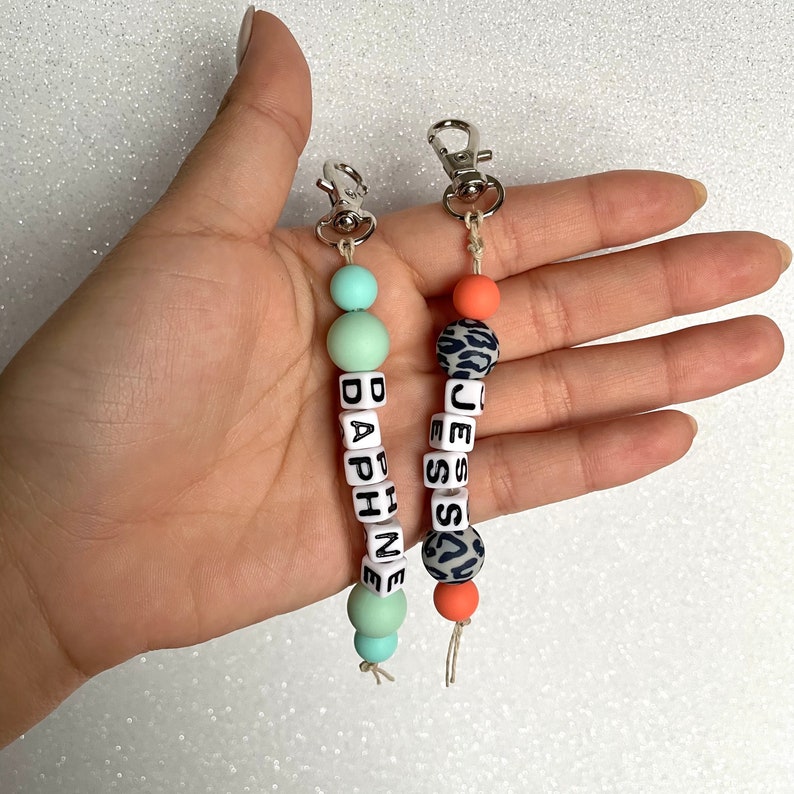 Silicone Bead Customized Keychain Silver Clasp Gold Clasp Personalized Name