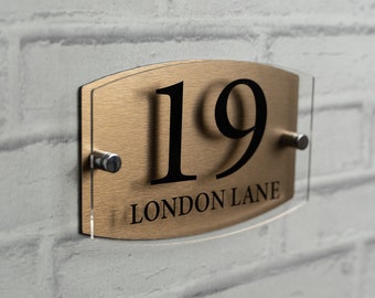 Contemporary House Number Sign | Modern Address Plaque UK | Acrylic Door Sign