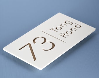 Laser Cut Matt White & Bronze Floating House Sign | 250mm x 140mm