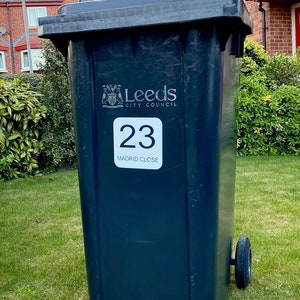 Wheelie Bin Number Sticker 3 Pack Square