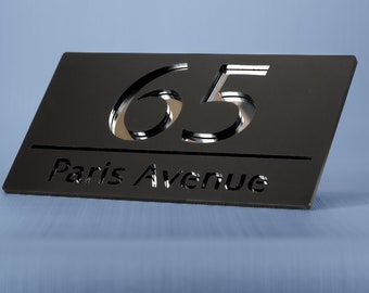 Floating Black & Silver Mirror House Sign | 250mm x 140mm