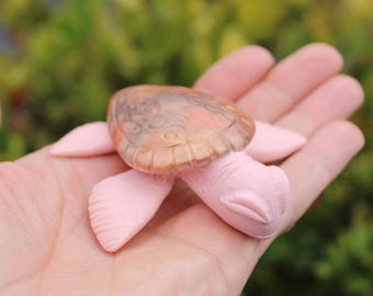 Kawaii Mini Sea Turtle Figurine – Handmade Polymer Clay Turtle – Ocean Animal Collectible
