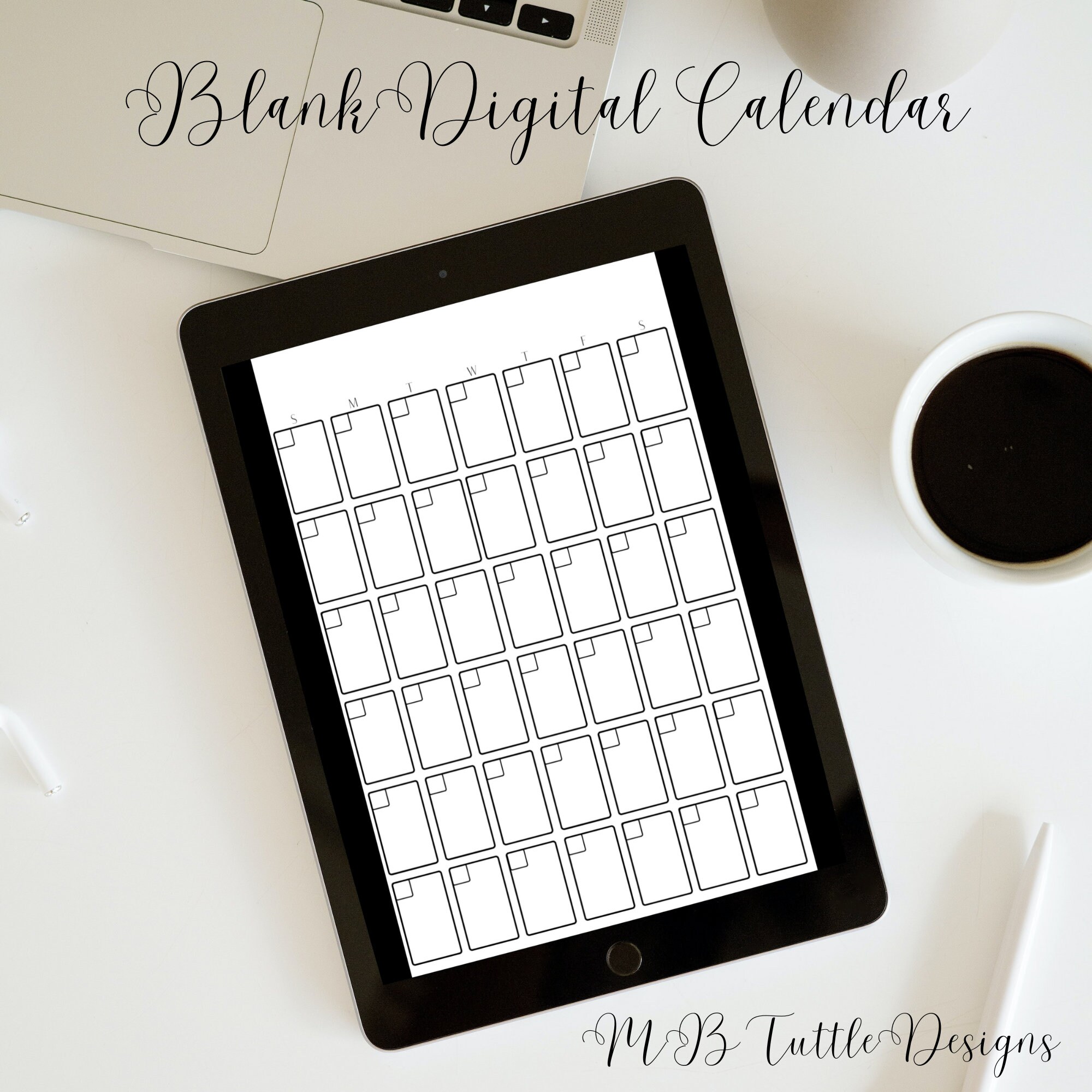 Blank Digital Monthly Calendar Goodnotes Calendar Unmarked Etsy