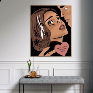 retro 90s comic couple pop art painting digital INSTANT DOWNLOAD print, vintage art, modern, romantic, valentine’s day, wall art, home decor