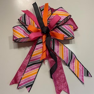 Halloween Schleife: Pink, Orange & Schwarz Schleifenband Dekor