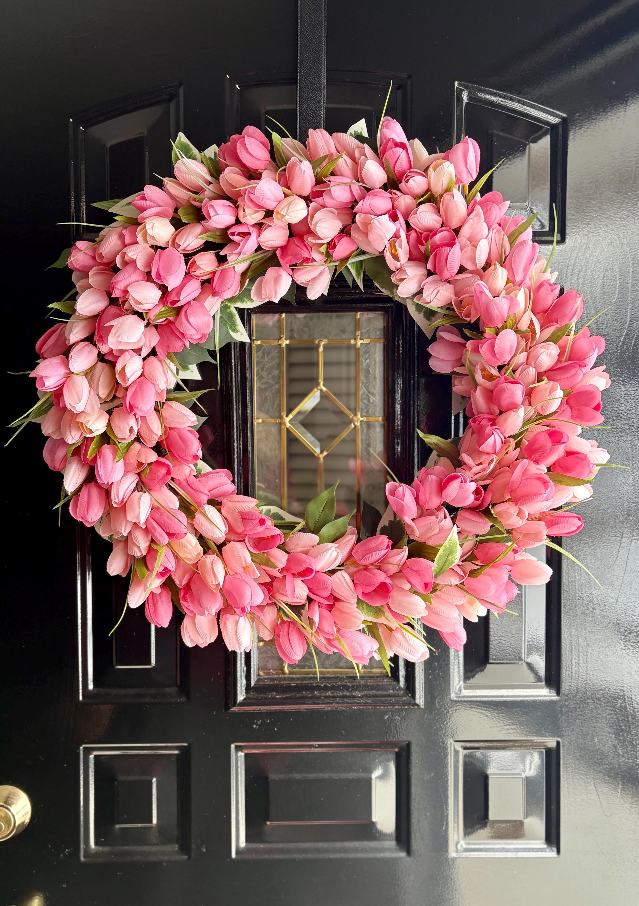 Pink Tulip Wreath: Spring Door Decor, Mother's Day Floral Decoration - Etsy