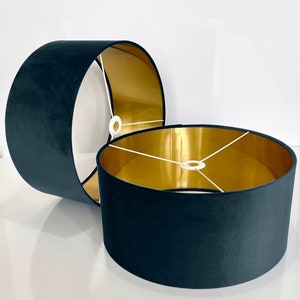 Neuer Luxus-Samt-Nachtblau-Polsterblau-Lampenschirm und Pendelleuchte-Schirm mit Kupfer-, Gold- und Silberverkleidung