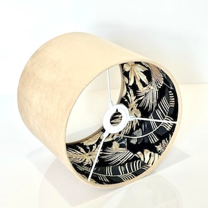 New luxury high quality double sided beige cream black & Monstera Leaves in gold  print lamp shade pendant light shade