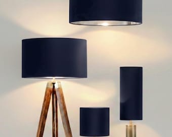 new luxury handmade deep dark blue velvet DRUM  lamp shade and pendant light shade suitable for all tables and ceilings lamps with metallic