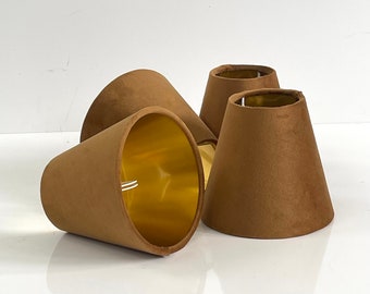 New Made to Order Old Gold Brown Velvet Candle Clip Lamp Shade for