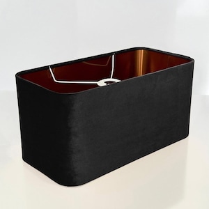 new luxury handmade by order black ROUNDED RECTANGULAR velvet  lamp shade pendant light lamp shade with metallic lining