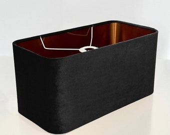 nieuwe luxe handgemaakt op bestelling zwarte RONDE RECHTHOEKIGE fluwelen lampenkap hanglamp lampenkap met metalen voering