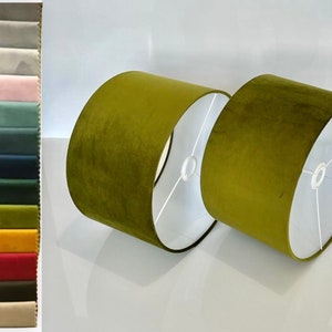 New high quality upholstery velvet olive green  fabric lamp shade pendant light shade drum shape olive green