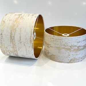 new luxury exclusive range white velvet with  golden foiled drum lamp shade and pendant light shade with metallic panels lining