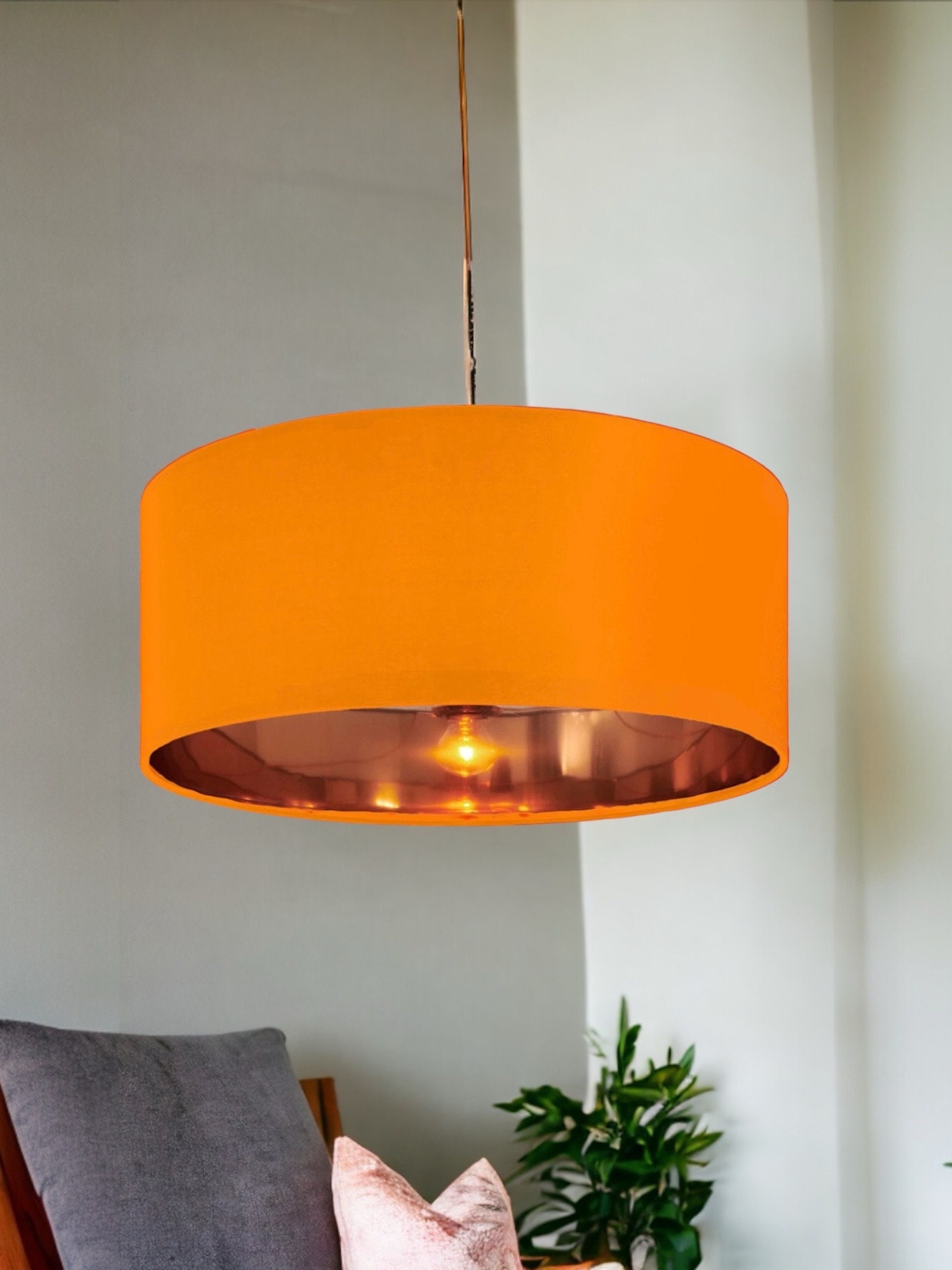 New High Quality Luxury Clementine Orange Cotton Fabric Lamp Shade