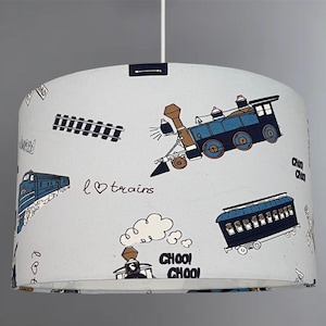 New kids room trains engine tracks railways sign pattern lamp shade pendant light shade