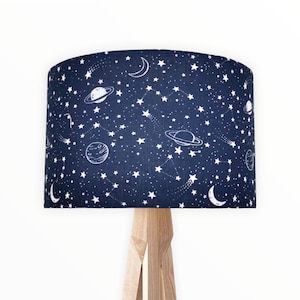 New high quality children’s room planets galaxy moon star constellation in space digital print lamp shade and pendant light shade navy blue