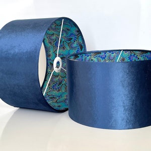 New luxury HQ double sided navy and golden lining peacock feathers geometric combination lamp shade pendant light shade