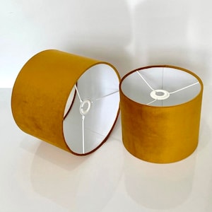 Nieuwe hoogwaardige bekleding MOSTERD fluwelen stoffen lampenkap hanglamp kap trommelvorm mosterd