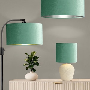 New luxury premium quality glamour seafoam velvet fabric with brushed metallics lining lamp shade pendant light shade in multi sizes