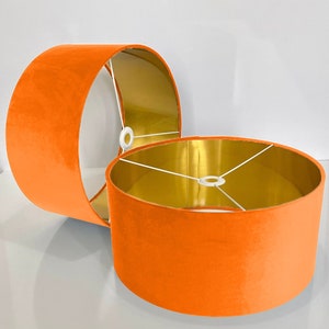 Nieuwe luxe fluwelen koraaloranje fluwelen trommel lampenkap en hanglampenkap geschikt voor zowel tafel als plafond