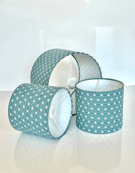 New Duck Egg Cotton Fabric Geometric Design Pattern Lamp Shade Etsy UK