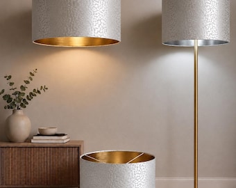 new luxury made by order embossed pearl silver silk super luxurious lamp shade and pendant light shade with metallic  panels lining