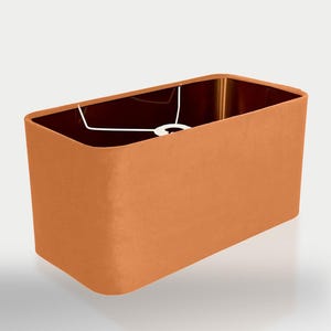 new made to order peach velvet lamp shade and pendant light shade rounded rectangular shape  metallic panels lining for all purpose