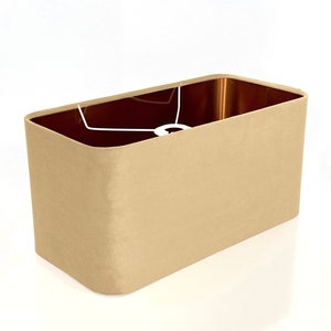 new made to order cream cloud   velvet lamp shade and pendant light shade rounded rectangular shape  metallic panels lining for all purpose