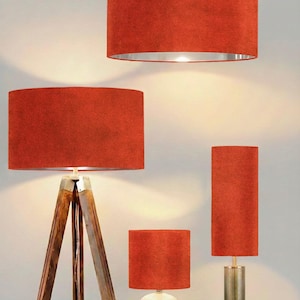 new luxury velvet deep pumpkin orange  velvet drum lamp shade and pendant light shade suitable for both table and ceilings