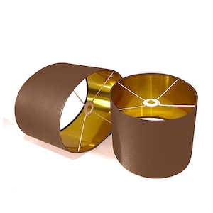 New luxury high quality chocolate brown 17 cotton fabric lamp shade oval shape lamp shade OVAL metallic lining