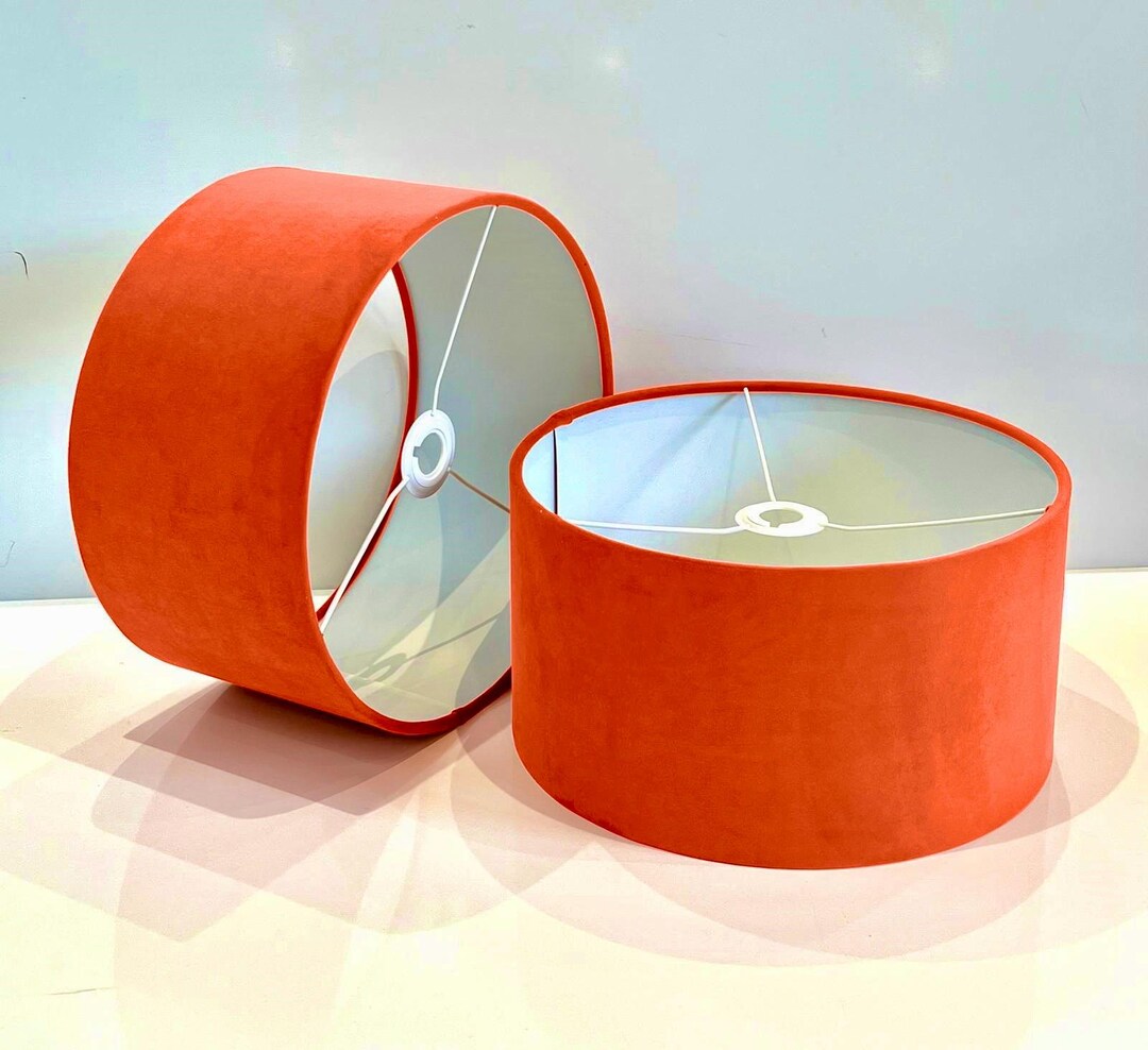 Nouvel abat-jour tambour en velours DEEP PUMPKIN ORANGE fait main ...