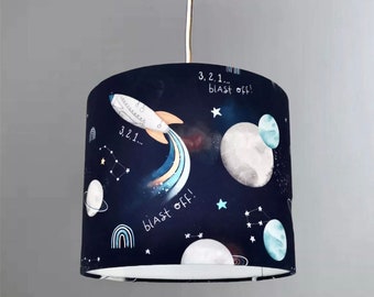 New luxury high quality kids room blast off rocket star planets print lamp shade and pendant shade