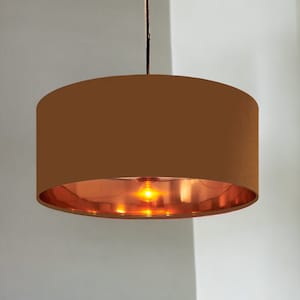 Nieuwe hoogwaardige luxe chocoladebruine 17 katoenen stoffen lampenkap hanglamp trommelvorm met metalen voeringen voor tafels en plafonds