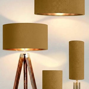 new luxury velvet gold yellow upholstery velvet drum lamp shade and pendant light shade suitable for both table and ceilings