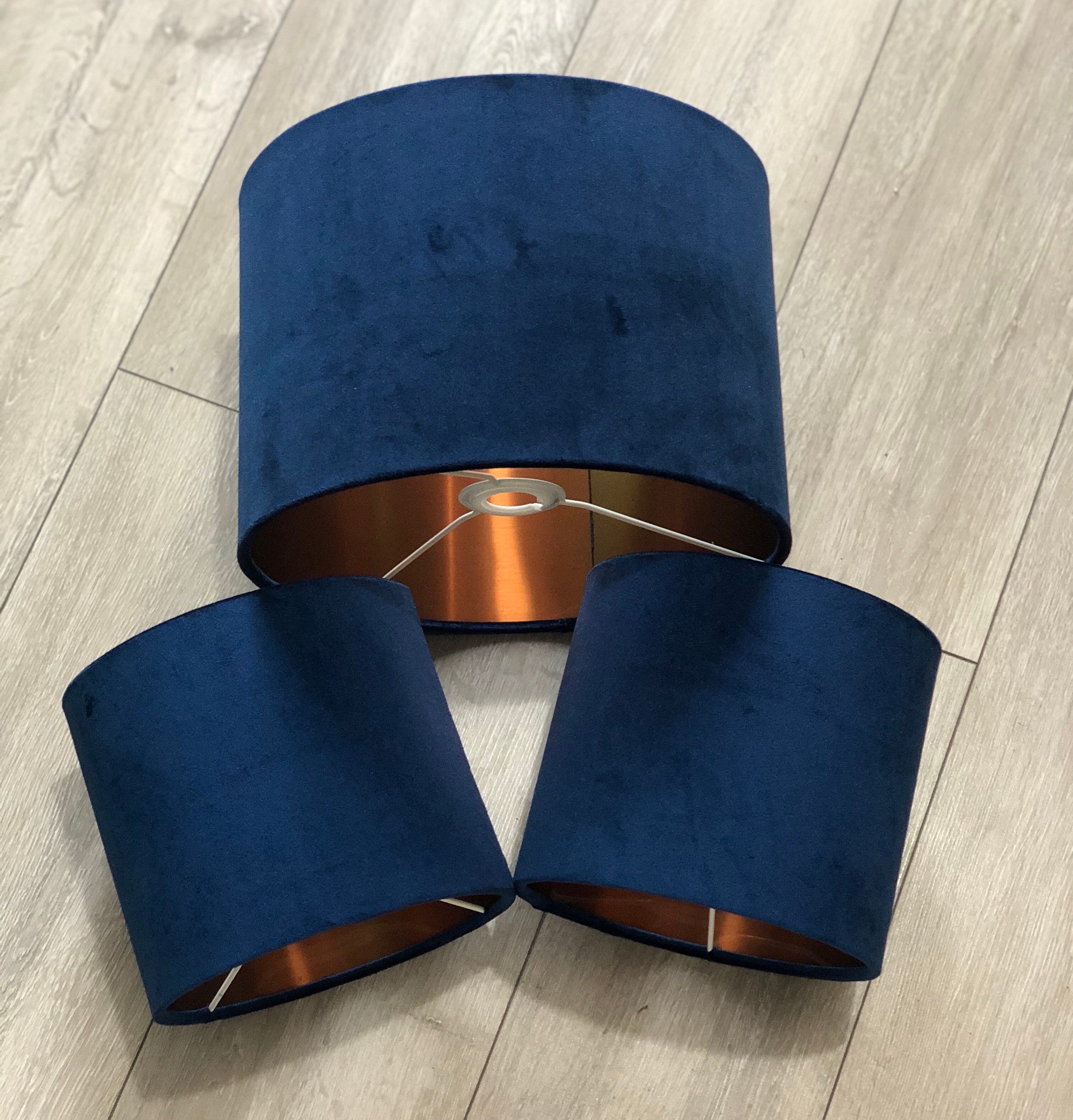 New luxury velvet navy blue lamp shade and pendant light Etsy