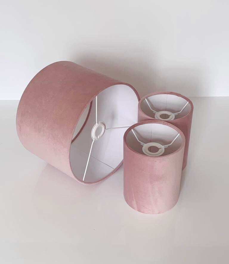 New high quality upholstery velvet  fabric lamp shade pendant light shade drum shape Blush pink
