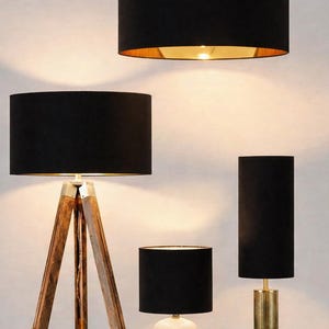 new high quality luxury black velvet drum lamp shade  and pendant ceiling light shade with metallic lining panels lining many sizes availabl