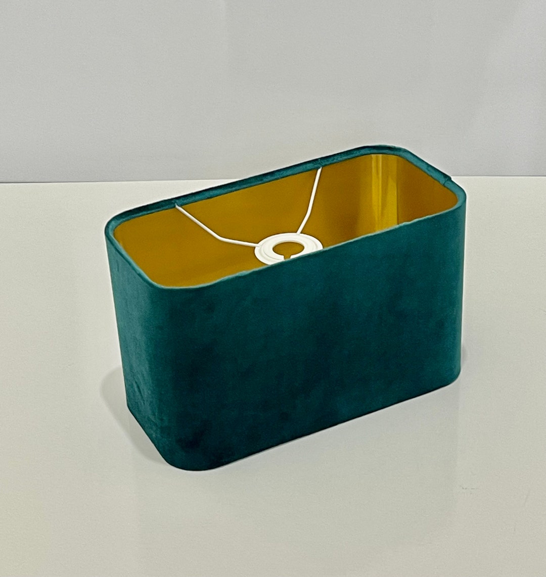 Lighting Raft Rounded Rectangular Shaoe New Luxury Velvet Glamour Teal Lamp Shade and Pendant Light Shade ...