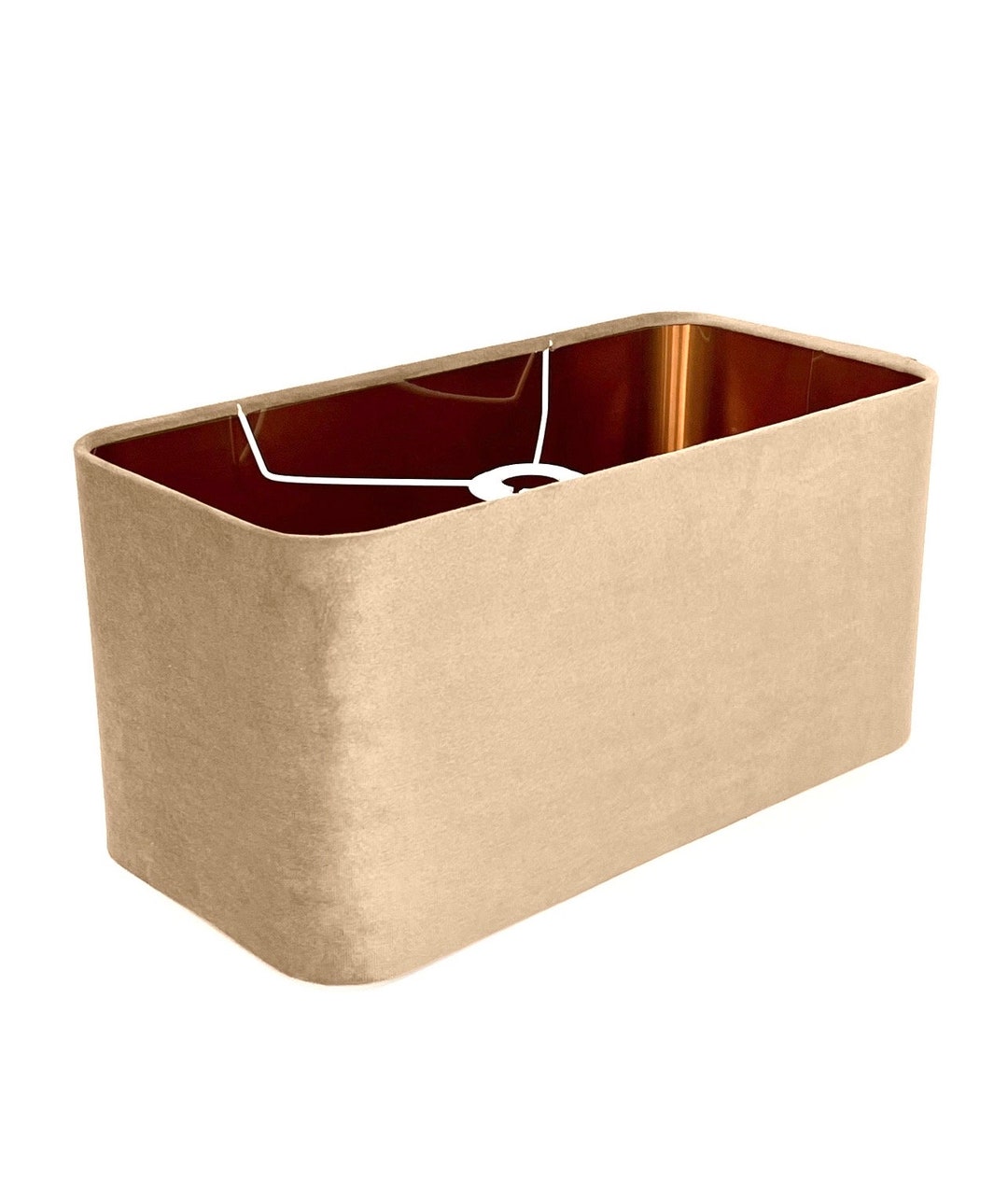 Lighting Raft Rounded Rectangular Shaoe New Made to Order Champagne Neutral Velvet Lamp Shade and Pendant Light ...