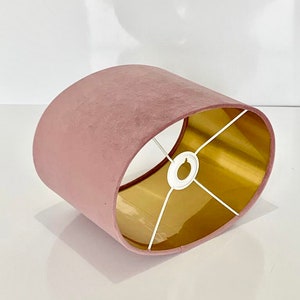 New luxury high quality pastel rose pink velvet fabric lamp shade oval shape lamp shade OVAL metallic lining