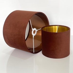 Nuovo rivestimento di alta qualità paralume a sospensione in velluto marrone cannella con rivestimento metallico