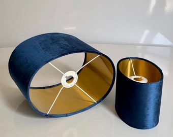 New luxury high quality navy blue  velvet fabric lamp shade oval shape lamp shade OVAL